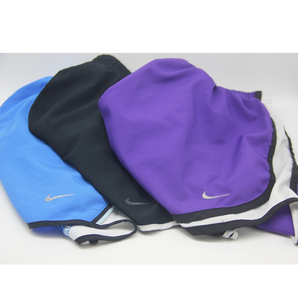 Lot of (3) Women's Nike Dri-Fit Shorts Size L Black/Blue/Purple Breathable Liner